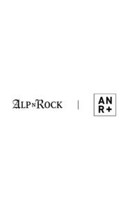 Two logos displayed side-by-side; on the left is "alp-n-rock" in a script font, and on the right is "an r+" in a black square with a plus sign.